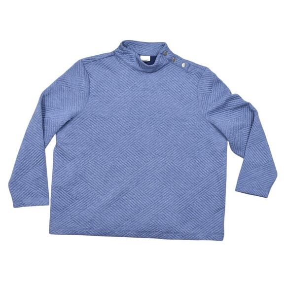 Weekends by Chico's Blue Pullover Sweater Size 3 Knit Mock Neck Long Sleeve - Picture 1 of 8